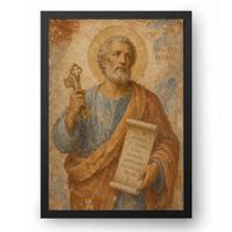 Quadro São Pedro Estilo Afresco Antigo 21x30cm