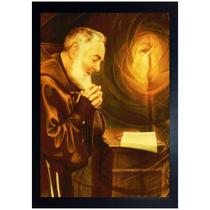 Quadro São Pio de Pietrelcina 30x20cm com Moldura e Vidro