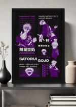 Quadro Satoru Gojo Jujutsu Kaisen Com Vidro e Moldura Tamanho:21cm x 30cm (A4)