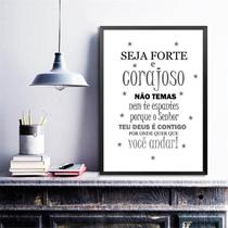 Quadro Seja Forte e Corajoso Minimalista 33x24cm