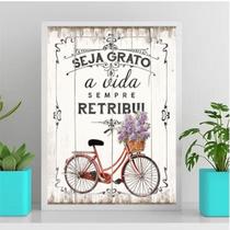 Quadro Seja Grato A Vida Retribui 33X24Cm Preta