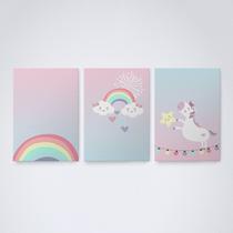 Quadro sem moldura kit arco iris infantil Trio-19 Quadro sem moldura kit arco iris infantil Trio-19