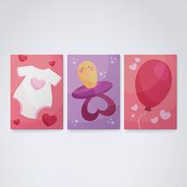 Quadro sem moldura kit quadros menina itens Infantil-12