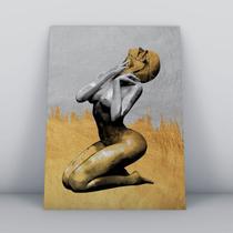 Quadro sem molduraflor de lotus e fases da lua dourada Quadro sem molduraflor de lotus e fases da lua dourada