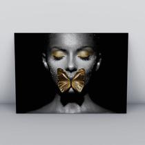 Quadro sem molduragato preto com corrente dourada