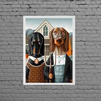 Quadro Senhor E Senhora Dachshund 33x24cm - com vidro