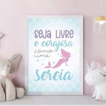 Quadro Sereia - Seja Livre e Corajosa 33x24cm - com vidro