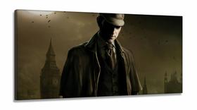 Quadro Sherlock Holmes Artístico em Tecido Canvas 130x60 Quadro Sherlock Holmes Artístico em Tecido Canvas 130x60