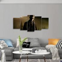 Quadro Sherlock Holmes Artístico Mosaico 5 Peças Mdf 125x60 Quadro Sherlock Holmes Artístico Mosaico 5 Peças Mdf 125x60
