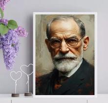 Quadro Sigmund Freud Estilo Pintura 45X34Cm - Com Vidro
