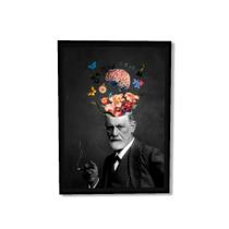 Quadro Sigmund Freud Head Explosion 43x30 Caixa Preto Moldura Caixa, Preta