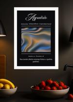 Quadro Signo Aquário-Consciência com Vidro e Moldura Branca Tamanho:21cm x 30cm (A4)