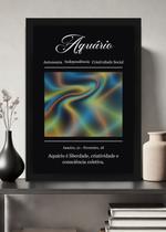 Quadro Signo Aquário-Consciência com Vidro e Moldura Preta Tamanho:21cm x 30cm (A4)