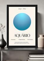 Quadro Signo Aquário Futurista com Vidro e Moldura Preta Tamanho:21cm x 30cm (A4)