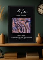 Quadro Signo Áries-Conquista com Vidro e Moldura Preta Tamanho:21cm x 30cm (A4)