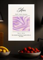 Quadro Signo Áries-Coragem/Força com Vidro e Moldura Branca Tamanho:21cm x 30cm (A4)