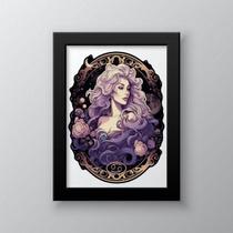 Quadro Signo Câncer 24x18cm - Vidro, Moldura Preta