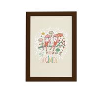 Quadro Signo Gêmeos para Quarto Moldura Marrom 22x32cm Quadro Signo Gêmeos para Quarto Moldura Marrom 22x32cm
