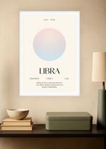 Quadro Signo Libra Estética com Vidro e Moldura Branca Tamanho:21cm x 30cm (A4)