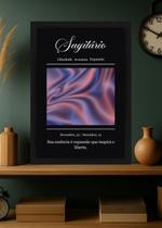 Quadro Signo Sagitário-Inspiração com Vidro e Moldura Preta Tamanho:21cm x 30cm (A4)