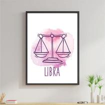 Quadro Signos Aquarela - Libra 33X24Cm - Com Vidro
