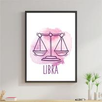 Quadro Signos Aquarela - Libra 33x24cm - com vidro Quadro Signos Aquarela - Libra 33x24cm - com vidro