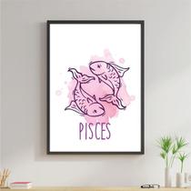 Quadro Signos Aquarela - Peixes 24x18cm - com vidro Quadro Signos Aquarela - Peixes 24x18cm - com vidro