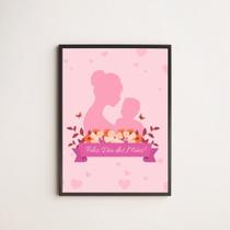 Quadro Silhueta Feliz Dia Das Mães 24x18cm - com vidro