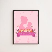 Quadro Silhueta Feliz Dia Das Mães 33X24Cm - Com Vidro
