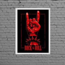 Quadro Símbolo Mão Do Rock Roll 24x18cm - com vidro