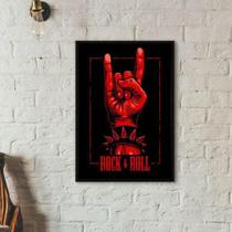 Quadro Símbolo Mão Do Rock Roll 45X34Cm Vidro Moldura Preta Quadro Símbolo Mão Do Rock Roll 45X34Cm Vidro Moldura Preta