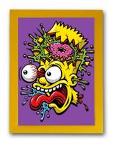 Quadro Simpsons Psicodelico Arte Bart Moldura Amarela