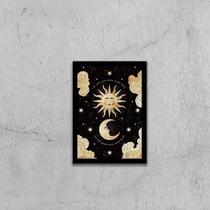 Quadro Sol E Lua 45X34Cm - Com Vidro Moldura Preta