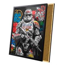 Quadro Soldado Guerra e Amor Motivacional Moldura e Vidro