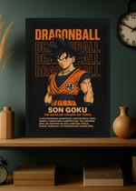 Quadro Son Goku Dragon Ball Anime Com Vidro e Moldura Tamanho:21cm x 30cm (A4)