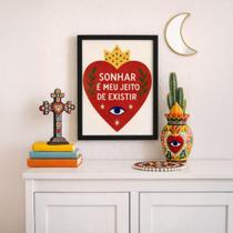 Quadro Sonhar É Meu Jeito De Existir 45X34Cm Mold Preta