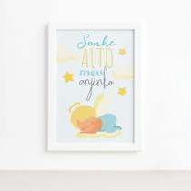 Quadro Sonhe Alto meu Anjinho Menino Moldura Branca 22x32cm Quadro Sonhe Alto meu Anjinho Menino Moldura Branca 22x32cm