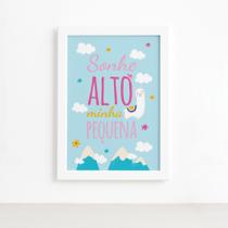 Quadro Sonhe Alto Minha Pequena Lhama Moldura Branca 22x32cm Quadro Sonhe Alto Minha Pequena Lhama Moldura Branca 22x32cm