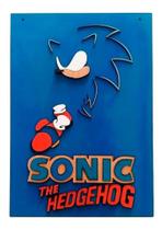 Quadro Sonic Em Relevo, Decoração Gamer Bar Quarto 89cm