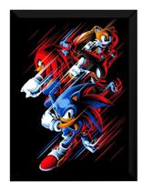 Quadro Sonic Knuckles Tails Game Arte Poster Moldurado