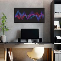 Quadro Sound Wave Colors 60x30 Caixa Preto Moldura Caixa, Preta