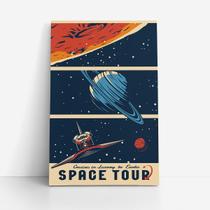 Quadro Space Tour Espaço Universo Foguete Canvas 60x40cm