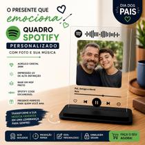 Quadro Spotify Personalizado Foto E Música 14x19,5 Acrílico com letras brancas Quadro Spotify Personalizado Foto E Música 14x19,5 Acrílico com letras brancas