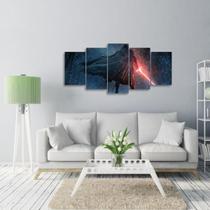 Quadro Star Wars Mosaico 5 Peças Filmes Para Quarto 125x60