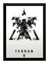 Quadro Starcraft Terran Logo Arte Game Poster Moldurado