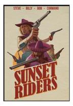 Quadro Sunset Riders Arte Game Retro Moldura 42x29cm