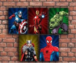 Quadro super heróis de madeira