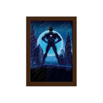 Quadro Super Heróis Geek Azul Estrela Moldura Marrom 22x32cm Quadro Super Heróis Geek Azul Estrela Moldura Marrom 22x32cm