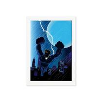 Quadro Super Heróis Geek Azul Raio Moldura Branca 22x32cm Quadro Super Heróis Geek Azul Raio Moldura Branca 22x32cm