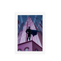 Quadro Super Heróis Geek Noturno Moldura Branca 22x32cm